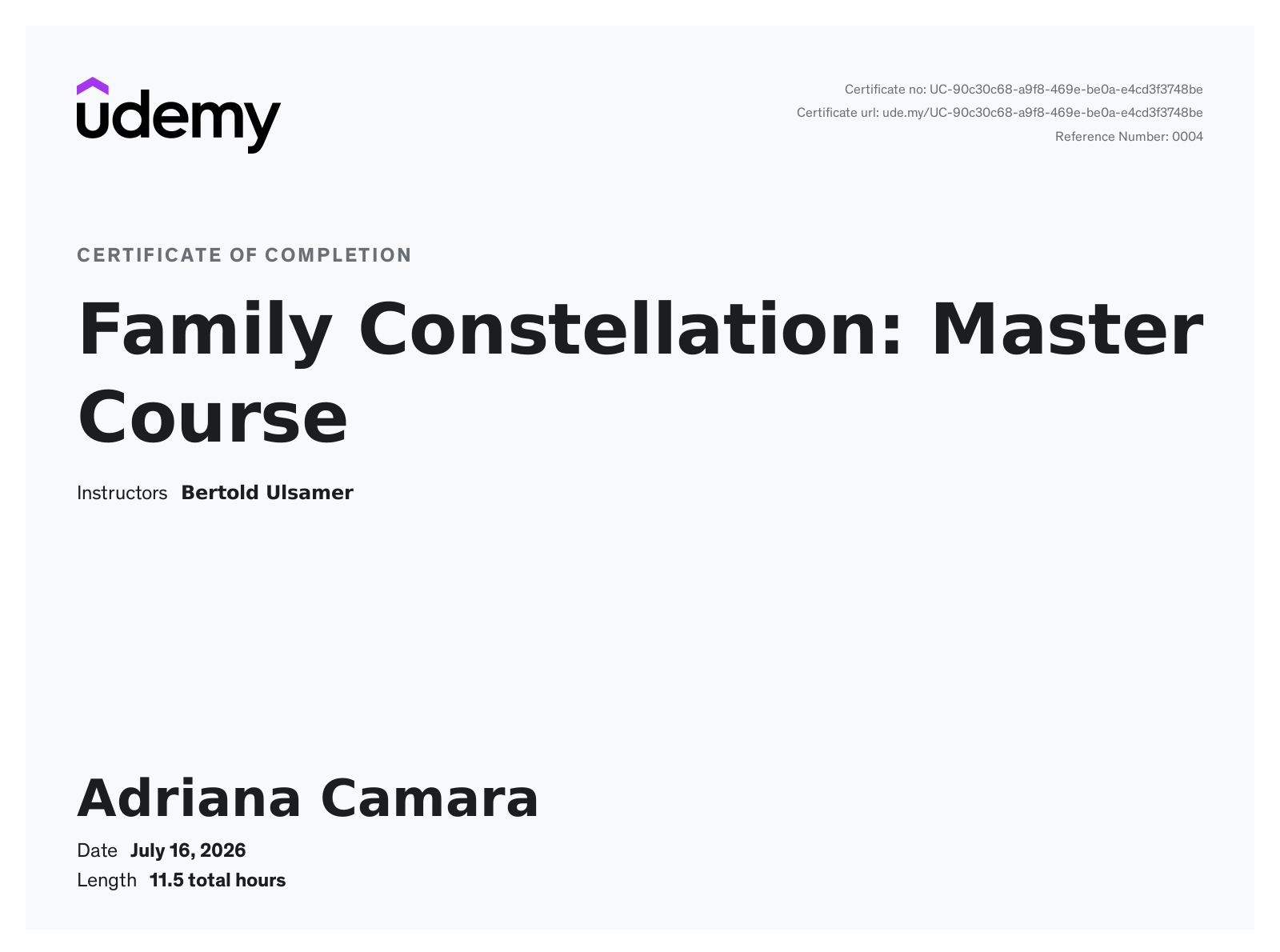 Certificat Constelatii Familiale